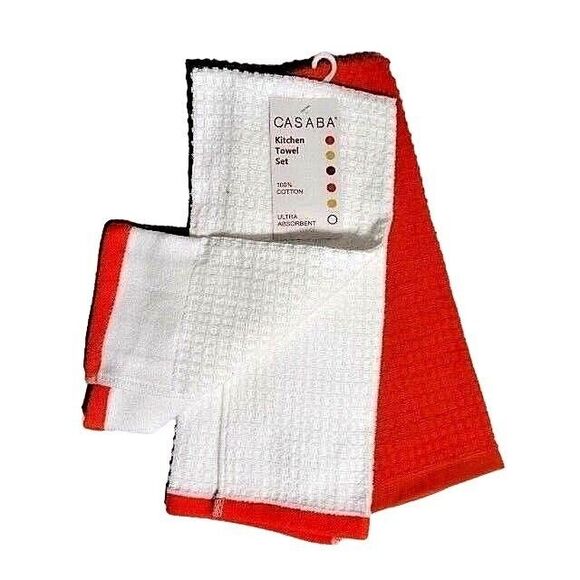 Owls Embroidered Kitchen Towels Fall Holiday Orange White 2pc Bird Gift NEW - Picture 4 of 4